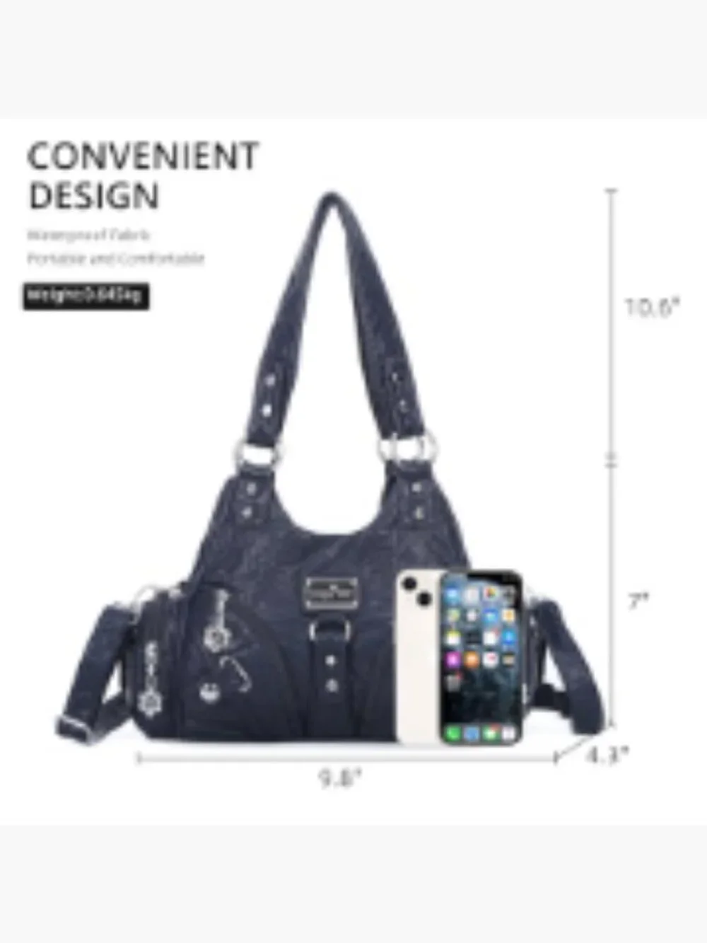 Women's Faux Leather Hobo Shoulder Bag Multi-Pocket Tote with Zipper